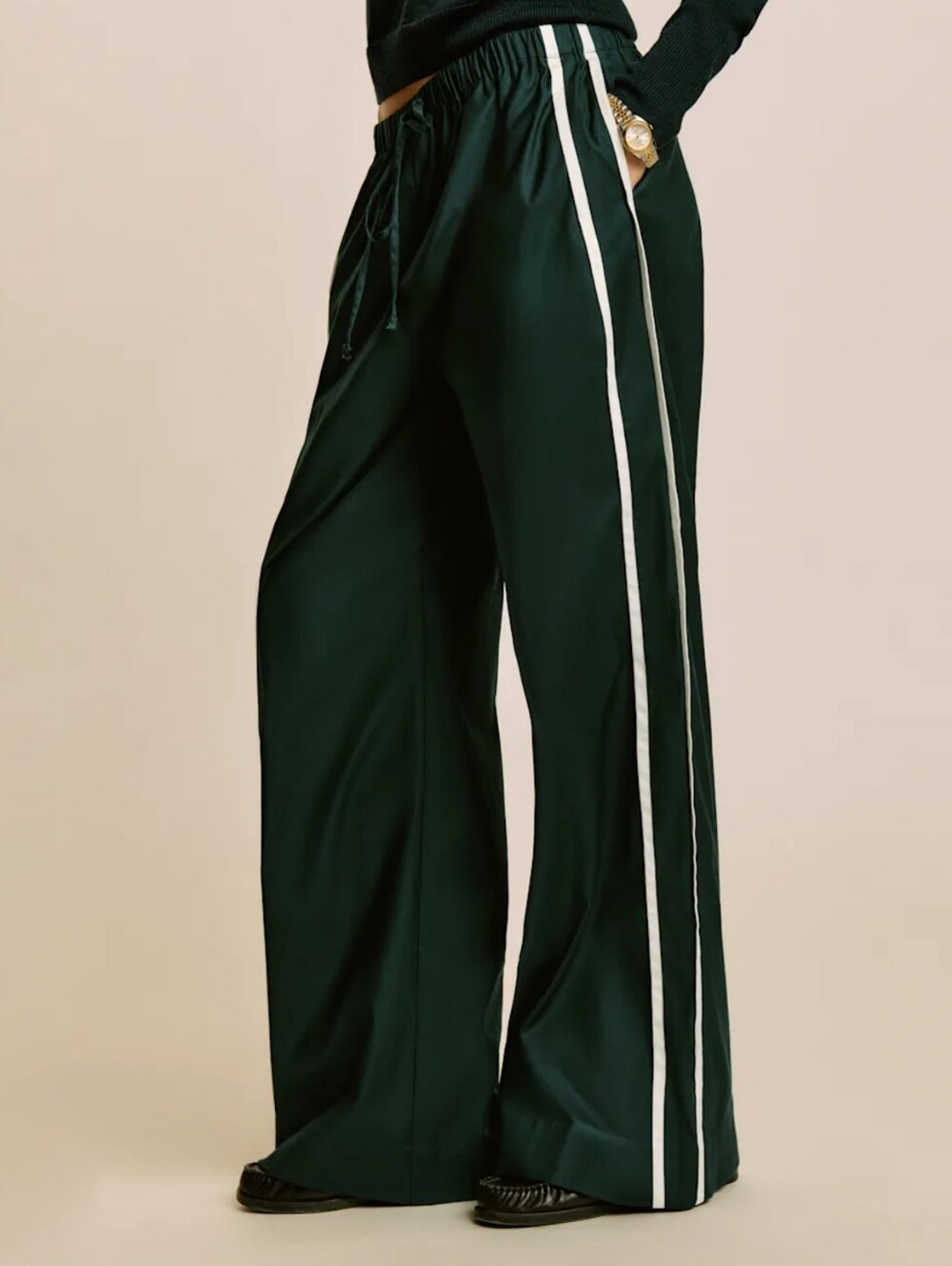 Reformation Julien Poplin Pants In Forest Small